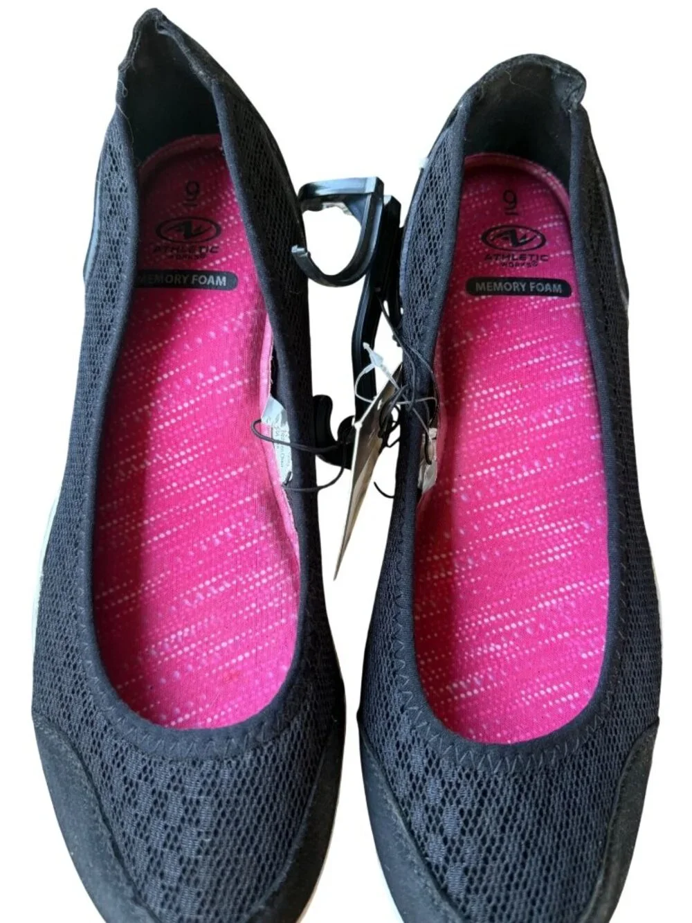 Athletic Works Mesh Black Slip-on Ballet Flats w/Memory Foam Women's Size 9